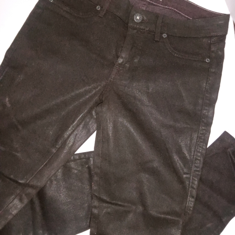 NWOT Rich & Skinny Brown Wax Coated  Leatherlike Jean